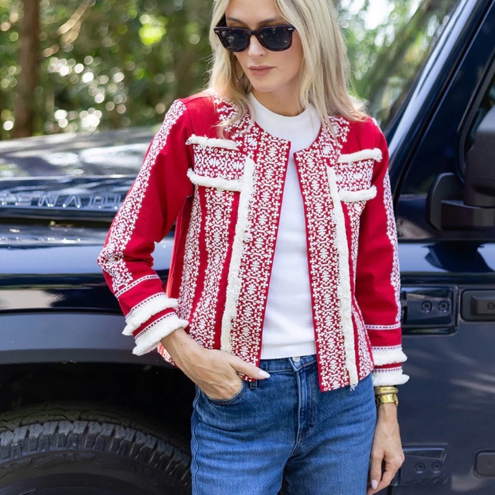 Julia Amory Cherry Fringe Jacket (M)